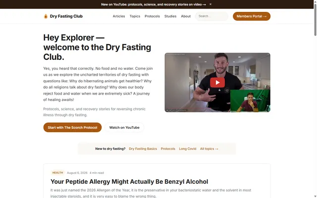 Screenshot of the Dry Fasting Club website